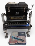 Preston Innovations X3 on box station, with Preston accessories, swim feeders and pole floats