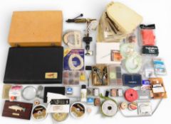 Fly-Tying Kit & Accessories, Veniard vice with C clamp, tools, two large fly boxes of assorted