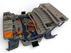 Flambeau Hip Roof Box, part full of coarse fishing tackle accessories used and unused