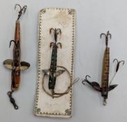 3x Hardy Bros Quill Lures, a rare 2