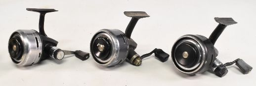 3x vintage Abu, Sweden closed face reels, 506 with 506M cowling, 501 and a 503 with 506 housing, all