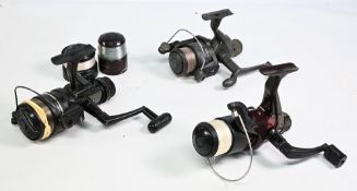 3x Various fixed spool reels and spools features a Shimano Custom GT 3000X reel with rear adjusters,