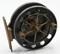 Fine Allcock Aerial 3 ½” narrow drum trotting reel, faceplate stamped Patent with 8 large holes, 6