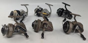 6x J W Young Ambidex & Delmatic spinning reels, a/f, 4x half bail, 2x full bail, some loss to