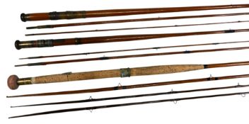 Collection of 3x Greenheart rods to incl’ Murton of Newcastle The Tyneside 11’ 6” 3pc brass