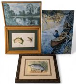 Fishing Themed Print, Pictures and Retro Metal Sign, a mixed lot with picture of Robert May