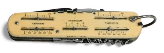 Scarce Asprey's of London Combination Game Counter Pen Knife - reg 774524 - with maker's details,