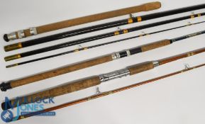 A collection of rods as follows: Shakespeare diamond glass spinning rod No 1308, 23