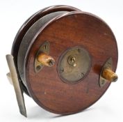Unnamed Slater pattern 4 ½” Nottingham trotting reel, 3 screw drum latch, alloy rear flange, brass