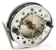 Scarce Allcock Aerial Match reel, 1939 model, 4” diameter narrow drum, bright finish, 6 spoke with