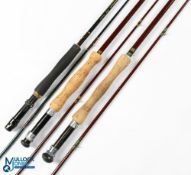 3x Various rods - Cassnar full graphite 10ft 2 piece fly rod line #8/10 with lined and snake