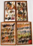 2x boxes containing large collection of salmon flies, 1 box of single hook patterns, up to 1.5