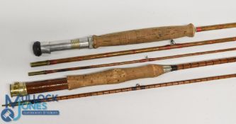 W J Cummins Maker Bishop Auckland, split cane fly rod, 9ft 2pc alloy sliding reel fittings and