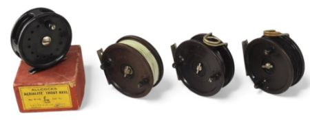 A collection of Allcocks reels, as follows: Allcocks Aerialite trout fly reel No B145, 3 ¼
