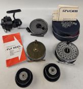 Ryobi 444 alloy fly reel with rim tension adjuster, instructions & case, a J W Young Pridex 3 ½