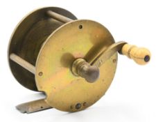 Early English all brass reversing crank handle winch, 2 ¾” diameter, 3 pillar, 4 steel pin riveted