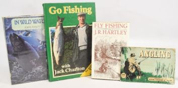 4x Books: In Wild Waters, Bailey, J 1st edition 1989, ex Powys library, Fly Fishing by J R