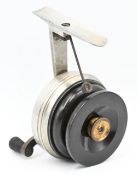 Rare Chippendale multiplying threadline reel, polished rosewood spool, off set brass handle with