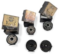 Collection of 5x J W Young vintage fly reels, a Pridex 3 ½