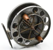 Early 4” unnamed Allcock Aerial reel, 6 spoke with tension regulator, drum stamped Patent,