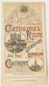 RAILWAYS: GREAT EASTERN RAILWAY CO CATHEDRAL ROUTE TO LONDON AND TO THE CONTINENT 1890S. An