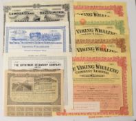 COLLECTION OF 14 share Certificates from 1857 to 1954 - included are Lamport and Holt of 1812