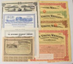 COLLECTION OF 14 share Certificates from 1857 to 1954 - included are Lamport and Holt of 1812
