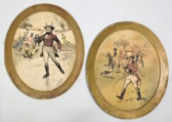 WHISKEY - JOHNNY WALKER ‘STRIDING MAN’ HAND COLOURED PRINTS BY TOM BROWNE (2) in colour depicts