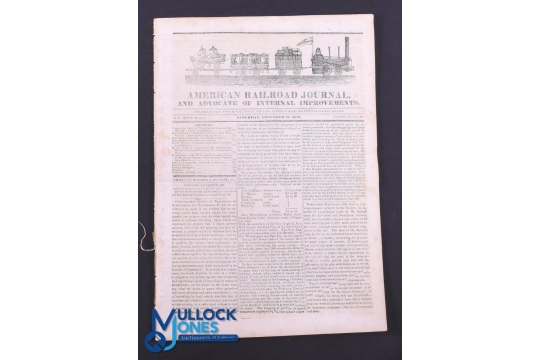 UNITED STATES - AMERICAN RAILROAD JOURNAL - NOVEMBER 2ND 1833 - early 16 page weekly railway