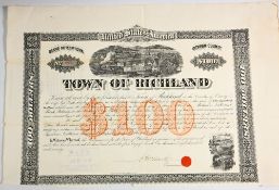 PICTORIAL RAILWAY BOND: SYRACUSE AND NORTHERN RAILROAD COMPANY - 7% Loan. (Oswego County, New York).