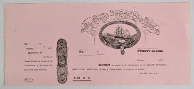 CANALS: THE GREAT IMPERIAL SHIP CANAL (intended ship canal from London to Portsmouth). Certificate