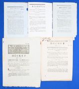 BOURBON FAMILY - FRENCH REVOLUTION – LAWS AN ACTS – DOCUMENT SELECTION (5) documents c1790s in