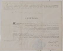 MILITARY COMMISSION: EAST INDIA COMPANY, Fort St George, Madras 1842. Appointing William Serres