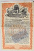 THE CUBA NORTHERN RAILROAD COMPANY 5½% GOLD LOAN. Bearer Bond for $1,000, 1921. Fine vignette of