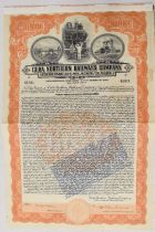 THE CUBA NORTHERN RAILROAD COMPANY 5½% GOLD LOAN. Bearer Bond for $1,000, 1921. Fine vignette of