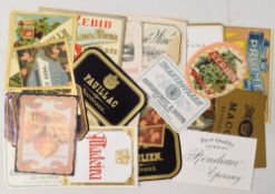 EARLY WINE BOTTLE LABELS OVER 100 YEARS OLD - mainly c1880s-1910. An attractive period selection