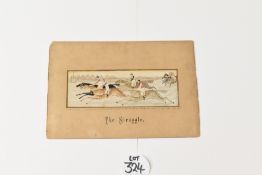 HORSE RACING: Horse Racing Stevengraph 1880s. A colourful woven picture of Race Horses by Thomas