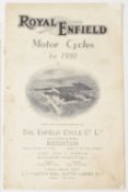MOTOR CYCLES: ROYAL ENFIELD Motor Cycles for 1930. A 16-page brochure with photographs of their 8