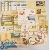 WINE BOTTLE LABELS OVER 80 YEARS OLD mainly c1920-1930. A fine attractive period selection of 40