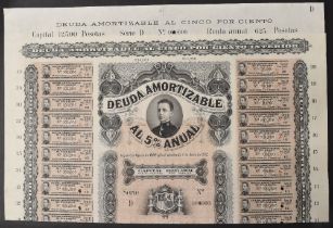 SPAINDEUDA PUBLICA DE ESPANA - 5% PERPETUAL LOAN, giant format beautiful specimen by Bradbury