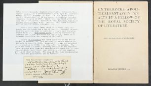 GEORGE BERNARD SHAW (1856-1950) AUTOGRAPH NOTE AND ‘ON THE ROCKS’ FIRST ROUGH PROOF UNPUBLISHED (