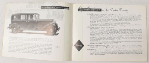 AUSTIN “BRITAIN’S DEPENDABLE CAR 1934. 32 page catalogue illustrating their complete range of 19