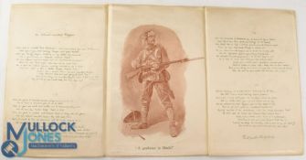 THE ABSENT-MINDED BEGGAR BY RUDYARD KIPLING 1899. Beautiful printed silk souvenir presented by