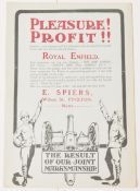 BICYCLES: ROYAL ENFIELD CYCLES, sold by Ernest Spiers, Wilson Street, Pinxton, Notts c1910-15. A 6-