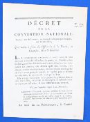 FRENCH REVOLUTION – PRINTED EDICT ISSUED BY THE CONVENTIONAL NATIONALE – asking citizens to give