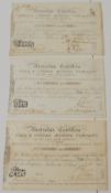 GOLD RUSH: AUSTRALIA - Australian Cordillera Gold & Copper Mining Company. Collection of 3 Bearer