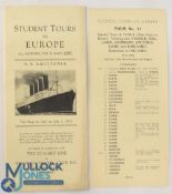 SS AQUITANIA 1925 CUNARD LINE TOURS TO EUROPE - 31 pages and 6 photographs, listing and detailing 10