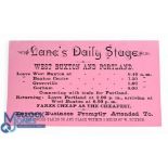 STAGECOACH IN OREGON c1890s. Printed card advertising "Lanes Daily Stage from West Buxton Connecting