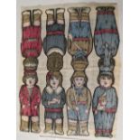 CHILDRENS RAG DOLL c1916 - multicoloured printed cotton cloth front and back for making up these 4