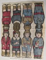 CHILDRENS RAG DOLL c1916 - multicoloured printed cotton cloth front and back for making up these 4